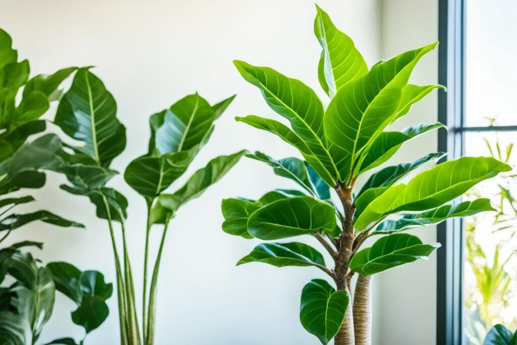 Ficus lyrata em uma janela bem iluminada